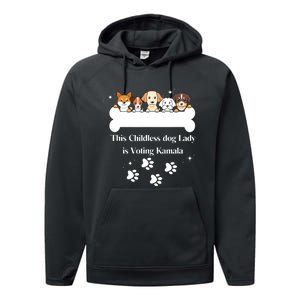 This Childless Dog Lady Is Voting Kamala Dog Lovers Funny Performance Fleece Hoodie