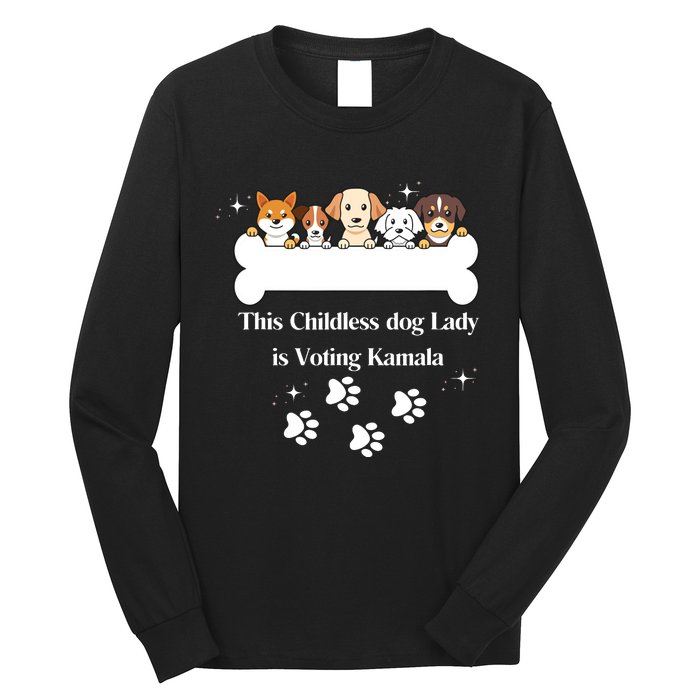 This Childless Dog Lady Is Voting Kamala Dog Lovers Funny Long Sleeve Shirt