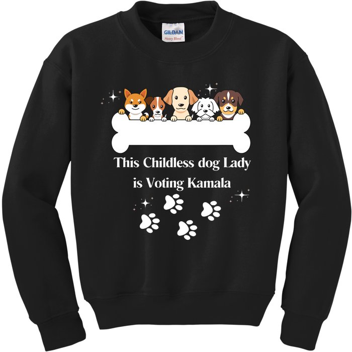 This Childless Dog Lady Is Voting Kamala Dog Lovers Funny Kids Sweatshirt