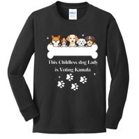 This Childless Dog Lady Is Voting Kamala Dog Lovers Funny Kids Long Sleeve Shirt