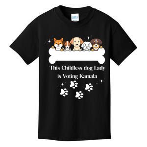 This Childless Dog Lady Is Voting Kamala Dog Lovers Funny Kids T-Shirt