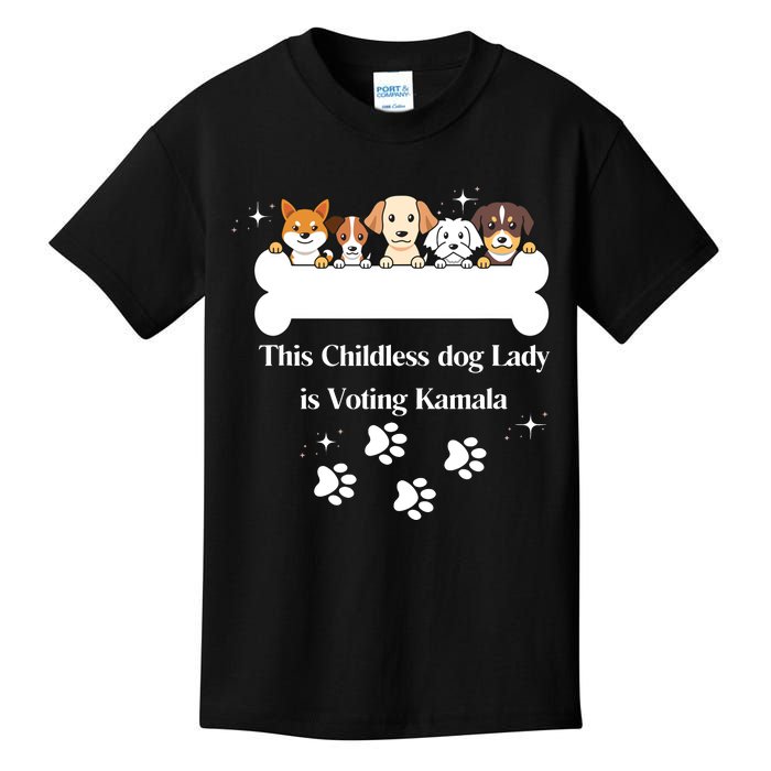 This Childless Dog Lady Is Voting Kamala Dog Lovers Funny Kids T-Shirt