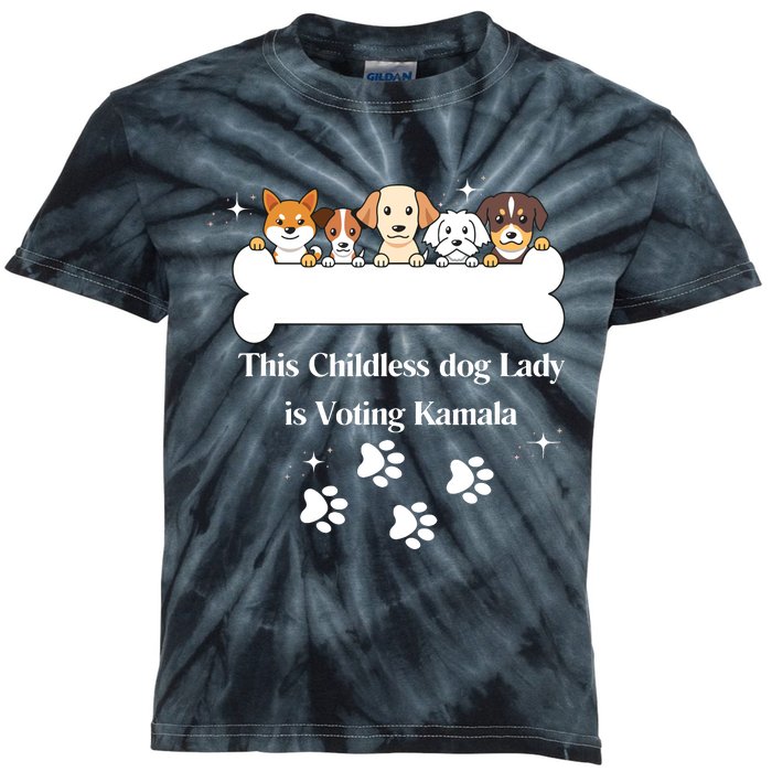 This Childless Dog Lady Is Voting Kamala Dog Lovers Funny Kids Tie-Dye T-Shirt