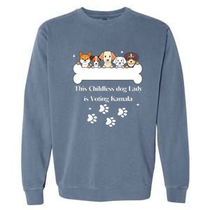 This Childless Dog Lady Is Voting Kamala Dog Lovers Funny Garment-Dyed Sweatshirt