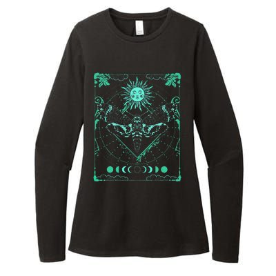 Tarot Card Death Moth Moon And Sun Gothic Womens CVC Long Sleeve Shirt