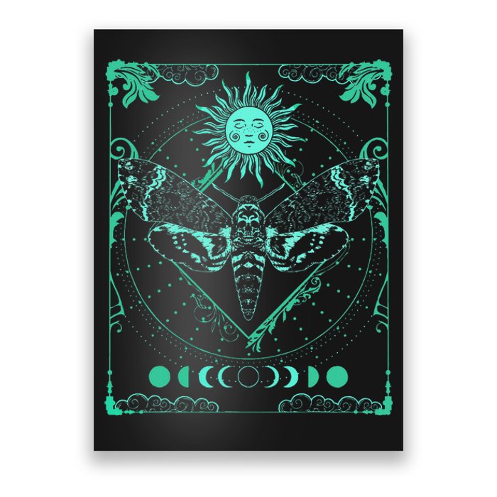 Tarot Card Death Moth Moon And Sun Gothic Poster