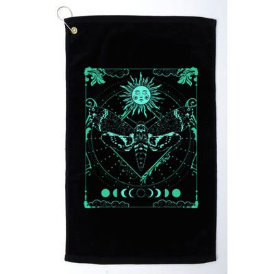 Tarot Card Death Moth Moon And Sun Gothic Platinum Collection Golf Towel