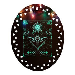 Tarot Card Death Moth Moon And Sun Gothic Ceramic Oval Ornament