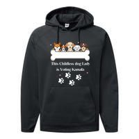 This Childless Dog Lady Is Voting Kamala Dog Lovers Funny Performance Fleece Hoodie