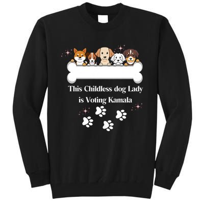 This Childless Dog Lady Is Voting Kamala Dog Lovers Funny Tall Sweatshirt