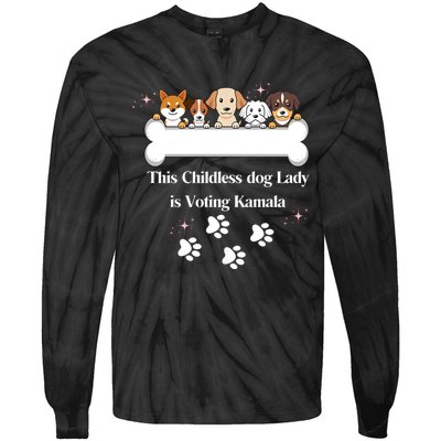 This Childless Dog Lady Is Voting Kamala Dog Lovers Funny Tie-Dye Long Sleeve Shirt