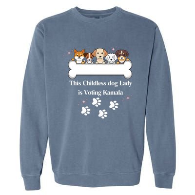 This Childless Dog Lady Is Voting Kamala Dog Lovers Funny Garment-Dyed Sweatshirt