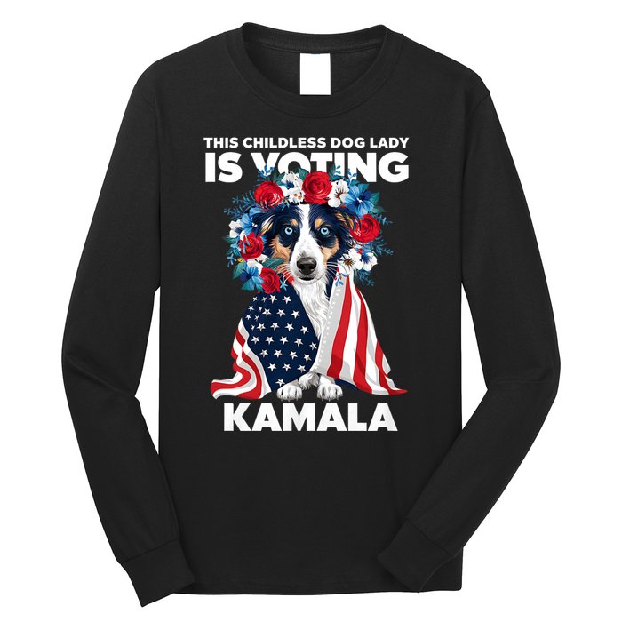 This Childless Dog Lady Ladies Is Voting Kamala Election 24 Long Sleeve Shirt