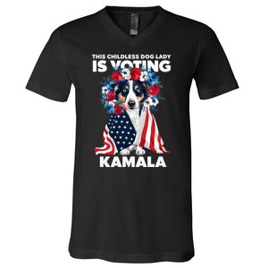 This Childless Dog Lady Ladies Is Voting Kamala Election 24 V-Neck T-Shirt