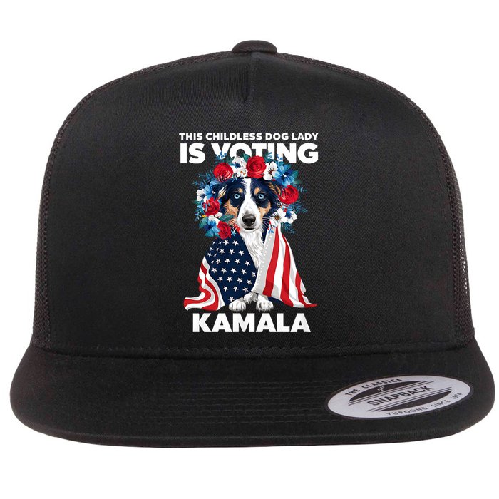 This Childless Dog Lady Ladies Is Voting Kamala Election 24 Flat Bill Trucker Hat