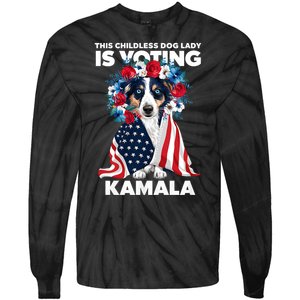 This Childless Dog Lady Ladies Is Voting Kamala Election 24 Tie-Dye Long Sleeve Shirt