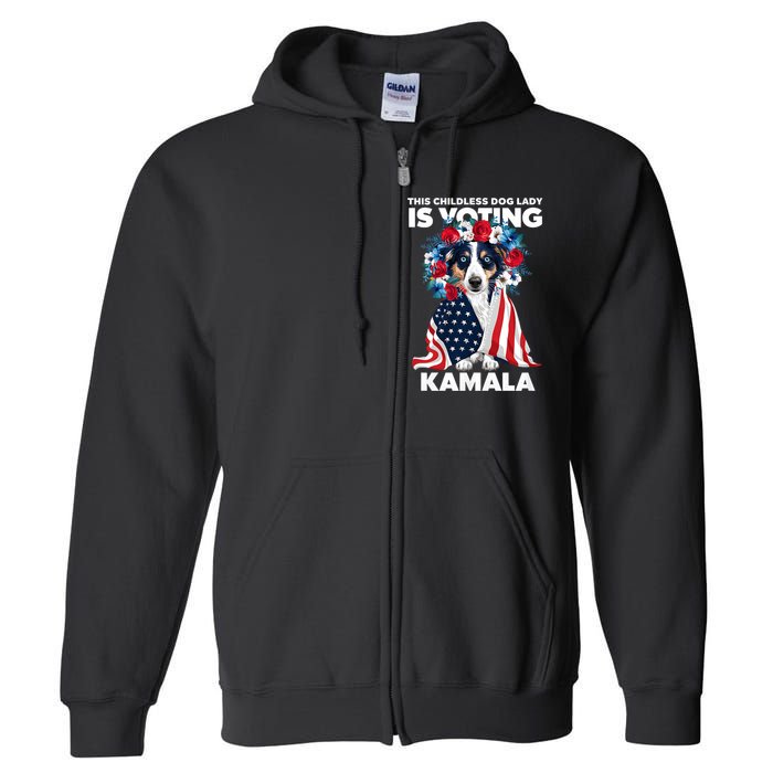 This Childless Dog Lady Ladies Is Voting Kamala Election 24 Full Zip Hoodie