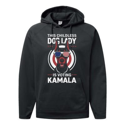 This Childless Dog Lady Is Voting Doberman Funny Performance Fleece Hoodie