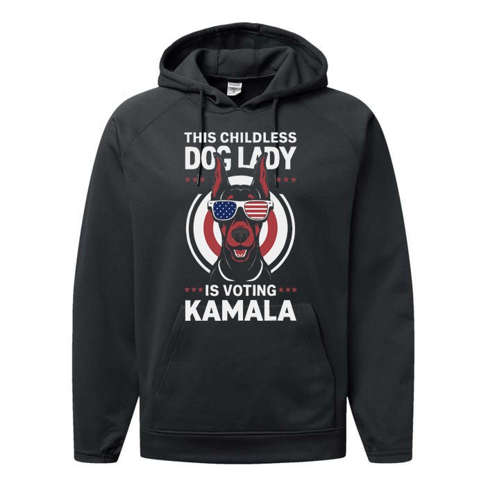 This Childless Dog Lady Is Voting Doberman Funny Performance Fleece Hoodie