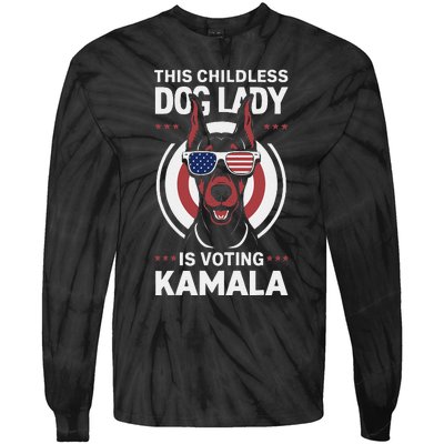 This Childless Dog Lady Is Voting Doberman Funny Tie-Dye Long Sleeve Shirt