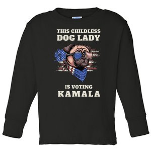 This Childless Dog Lady Is Voting Kamala Election Usa 2024 Toddler Long Sleeve Shirt