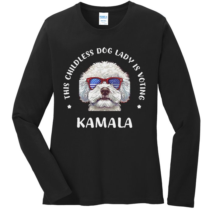 This Childless Dog Lady Is Voting Kamala Harris 2024 Ladies Long Sleeve Shirt