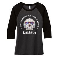 This Childless Dog Lady Is Voting Kamala Harris 2024 Women's Tri-Blend 3/4-Sleeve Raglan Shirt