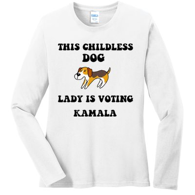 This Childless Dog Lady Is Voting Kamala 2024 Ladies Long Sleeve Shirt