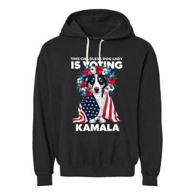 This Childless Dog Lady Ladies Is Voting Kamala Election 24 Garment-Dyed Fleece Hoodie