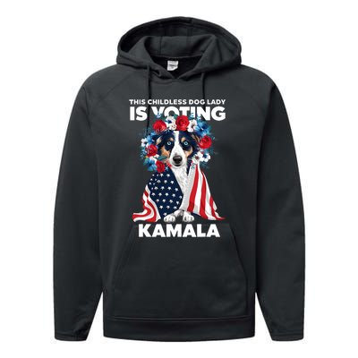 This Childless Dog Lady Ladies Is Voting Kamala Election 24 Performance Fleece Hoodie