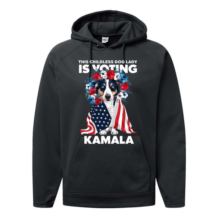 This Childless Dog Lady Ladies Is Voting Kamala Election 24 Performance Fleece Hoodie