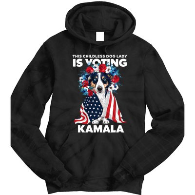 This Childless Dog Lady Ladies Is Voting Kamala Election 24 Tie Dye Hoodie