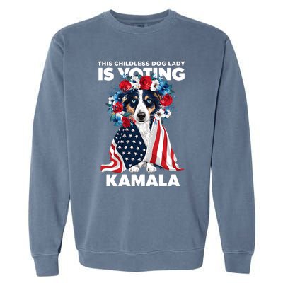 This Childless Dog Lady Ladies Is Voting Kamala Election 24 Garment-Dyed Sweatshirt