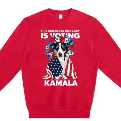 This Childless Dog Lady Ladies Is Voting Kamala Election 24 Premium Crewneck Sweatshirt