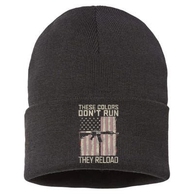 These Colors DonT Run They Reload On 4th Of July Sustainable Knit Beanie