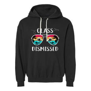 Teacher Class Dismissed Sunglasses Sunset Surfing Garment-Dyed Fleece Hoodie