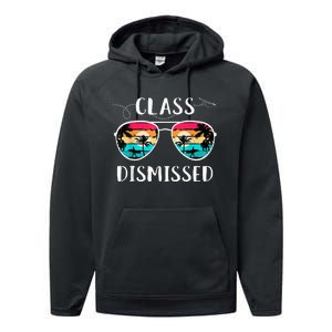 Teacher Class Dismissed Sunglasses Sunset Surfing Performance Fleece Hoodie