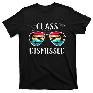 Teacher Class Dismissed Sunglasses Sunset Surfing T-Shirt