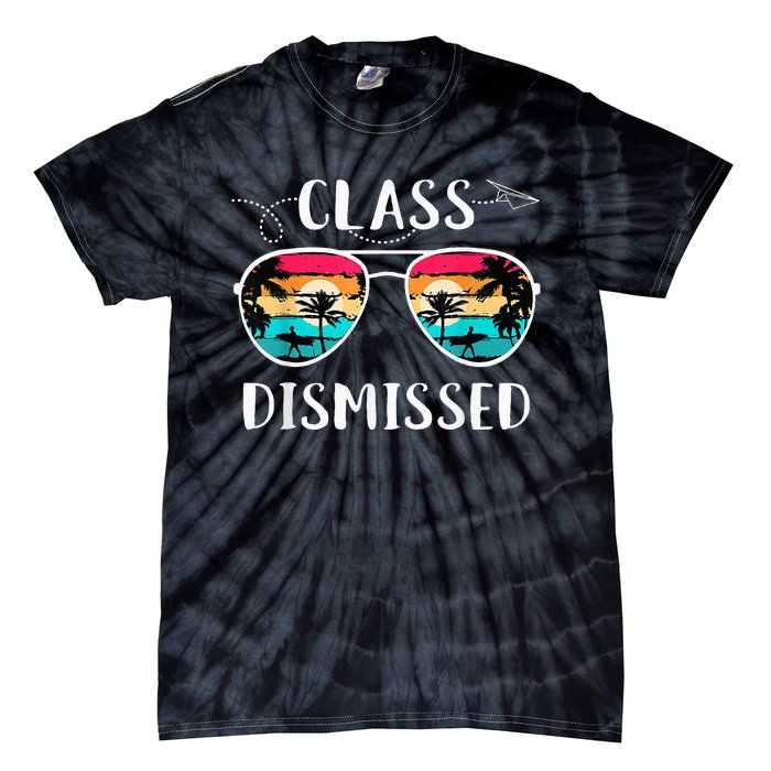 Teacher Class Dismissed Sunglasses Sunset Surfing Tie-Dye T-Shirt