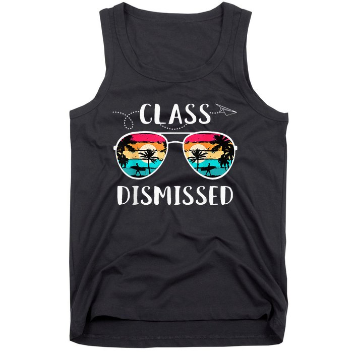 Teacher Class Dismissed Sunglasses Sunset Surfing Tank Top