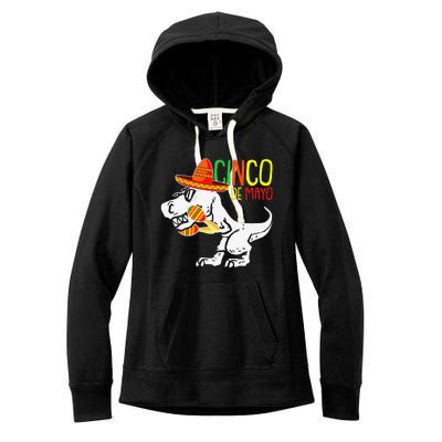 TRex Cinco De Mayo Cute Sombrero Dinosaur Mexican Party Women's Fleece Hoodie