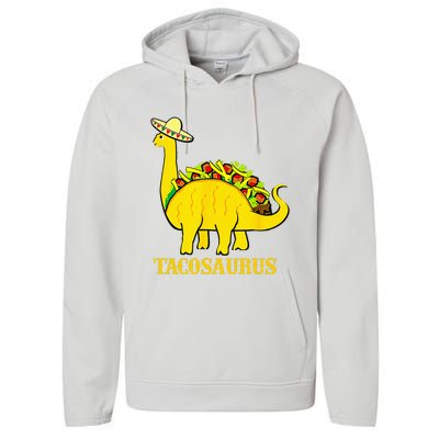 Tacosaurus Cinco De Mayo Funny Taco Dinosaur Performance Fleece Hoodie