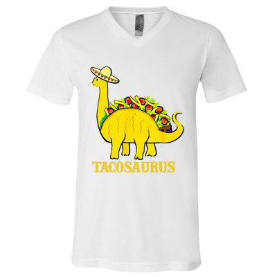 Tacosaurus Cinco De Mayo Funny Taco Dinosaur V-Neck T-Shirt