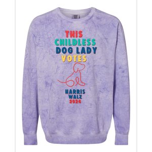 This Childless Dog Lady Votes Kamala Harris Walz Colorblast Crewneck Sweatshirt