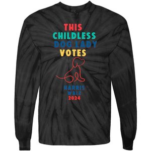 This Childless Dog Lady Votes Kamala Harris Walz Tie-Dye Long Sleeve Shirt