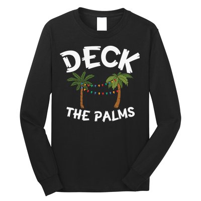 Tropical Christmas Deck The Palms Christmas In July Long Sleeve Shirt