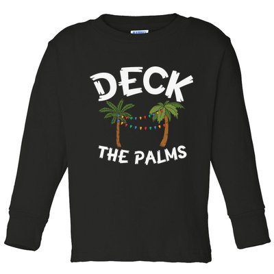 Tropical Christmas Deck The Palms Christmas In July Toddler Long Sleeve Shirt