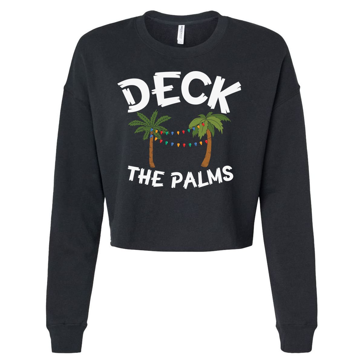 Tropical Christmas Deck The Palms Christmas In July Cropped Pullover Crew