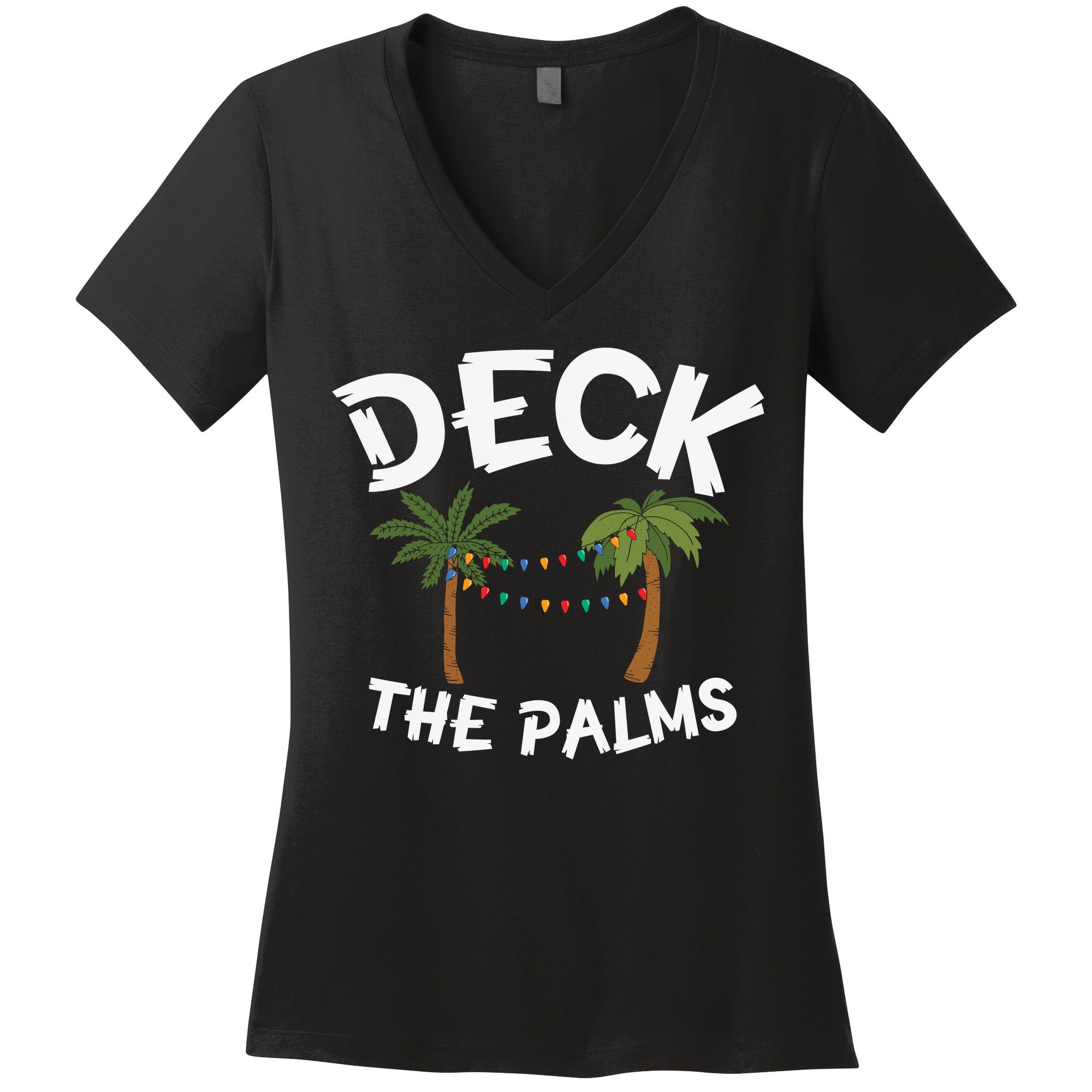 Tropical Christmas Deck The Palms Christmas In July Women's V-Neck T-Shirt