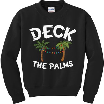 Tropical Christmas Deck The Palms Christmas In July Kids Sweatshirt